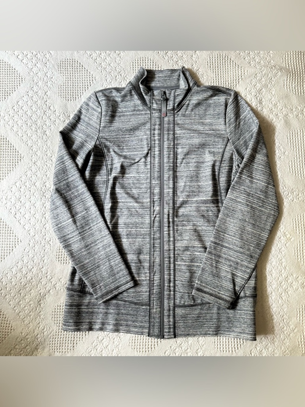 T by Talbots Jacket Womens Medium Petite Gray Activewear Full Zip Cotton Stretch
